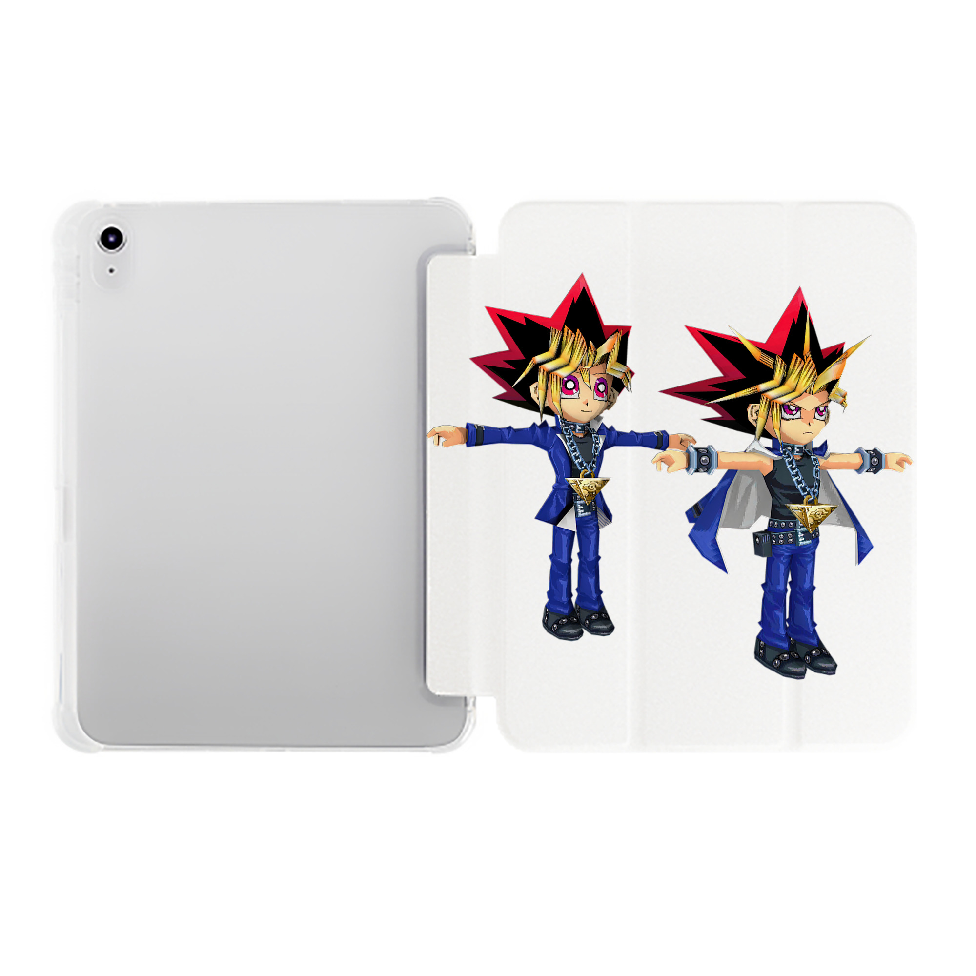 （画像用） 遊☆戯☆王 Yu-Gi-Oh! IPad ケース ペン収納付き 三つ折りスタンド PUレザー×シリコン 対応機種9.5/10.5/10.9インチ